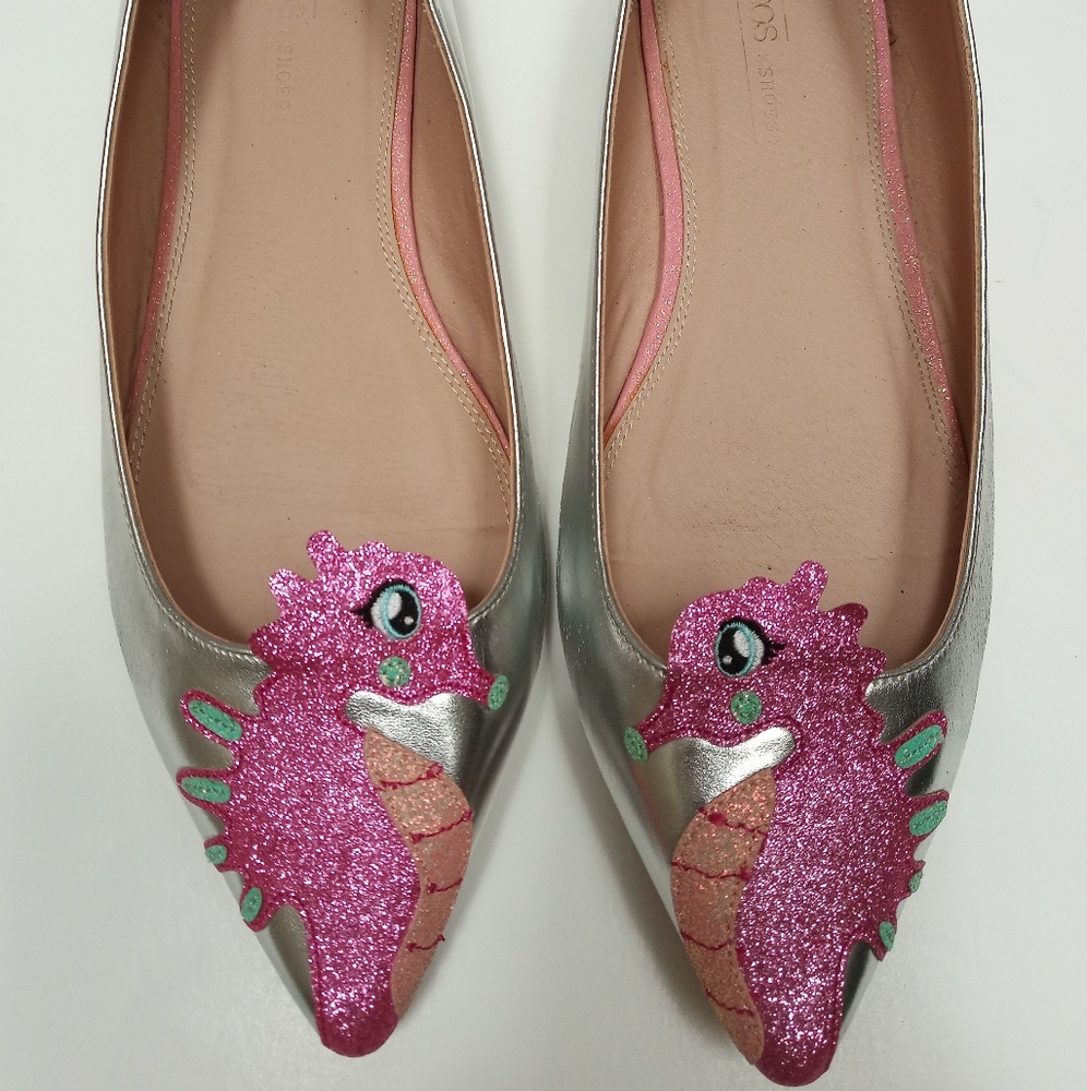 Pink and silver flats
